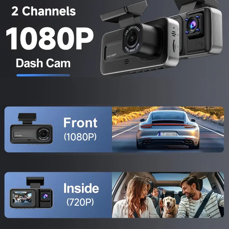 Car Dashcam with Dual Lens 1080P+720P HD